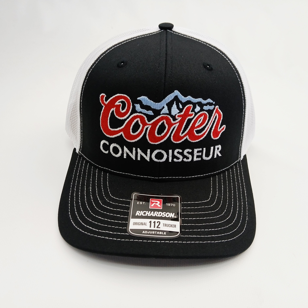 Black and White Richardson 112 Mesh Back Snap Back Trucker Hat